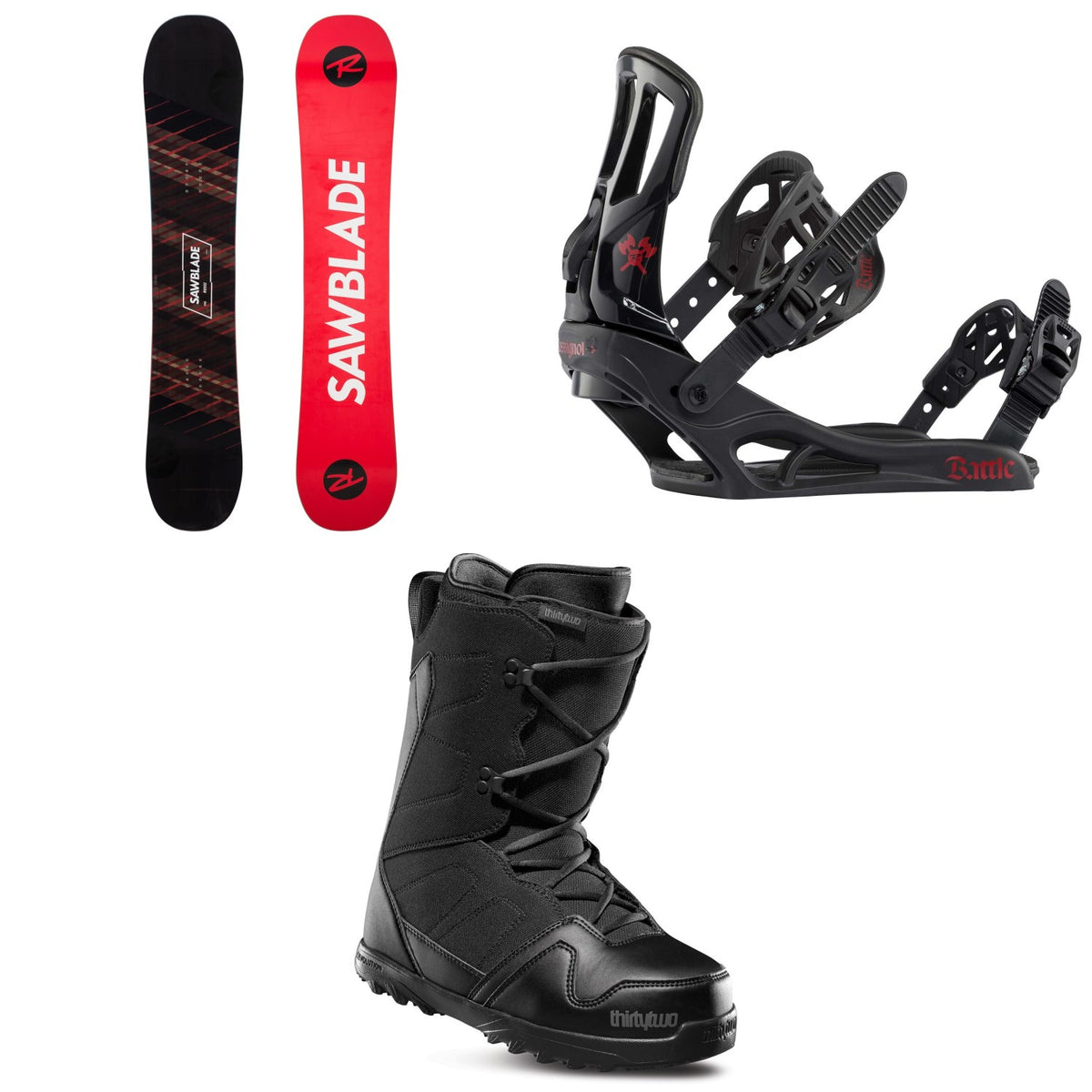 Rossignol Sawblade Snowboard 2020 + Battle Snowboard Bindings 2021 + thirtytwo Exit Snowboard Boots 2020