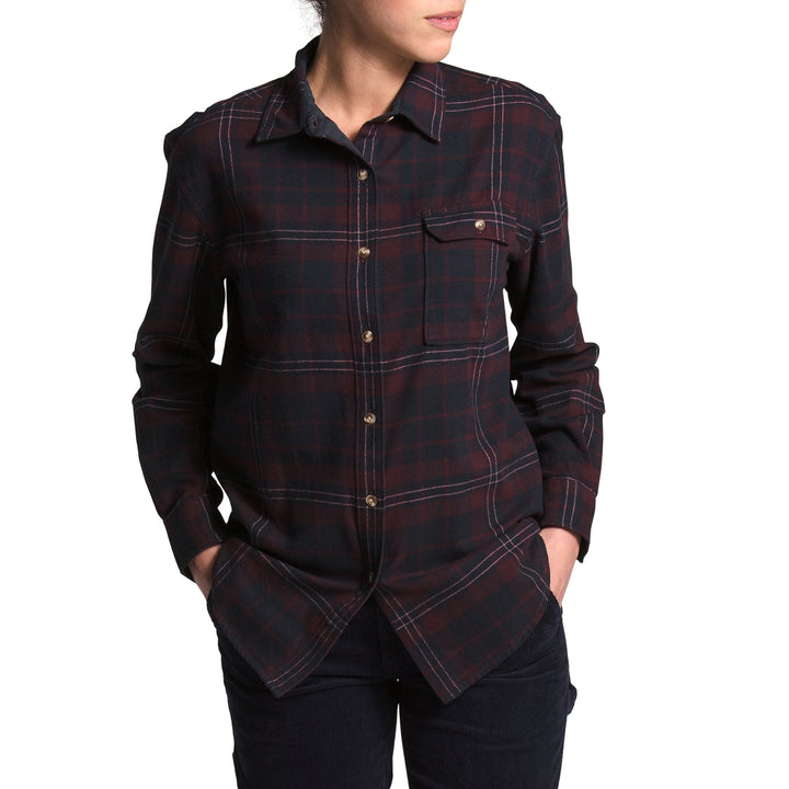 The North Face Berkeley Long-Sleeve Boyfriend Shirt - Women's Scarab Green Heritage Medium Three Color Plaid