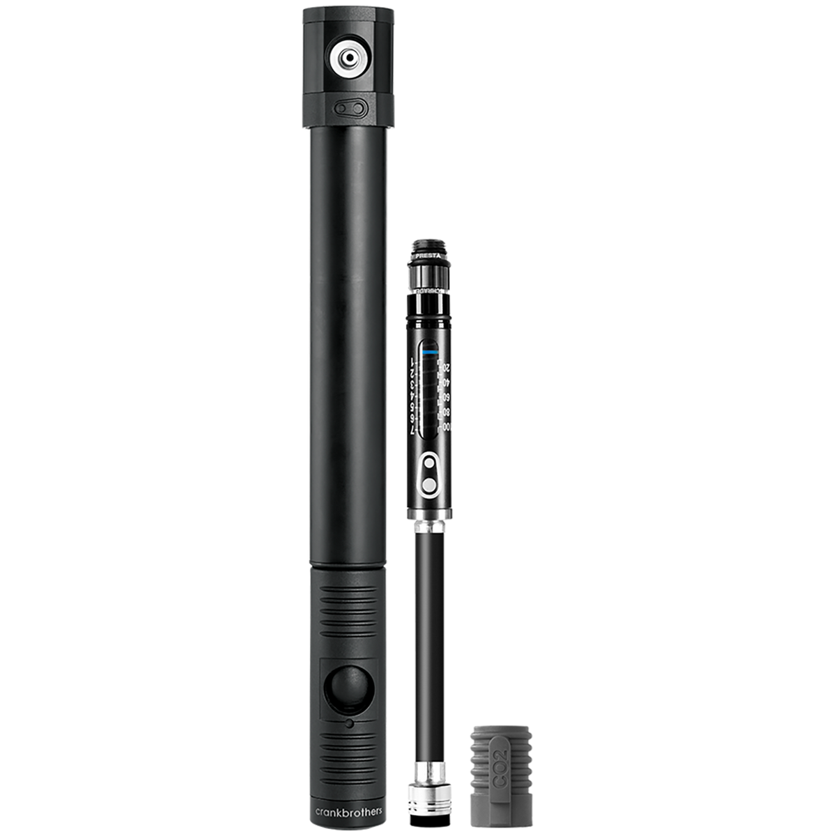 Crank Brothers Klic HV Gauge with CO2 Mini Pump Black Midnight Edition