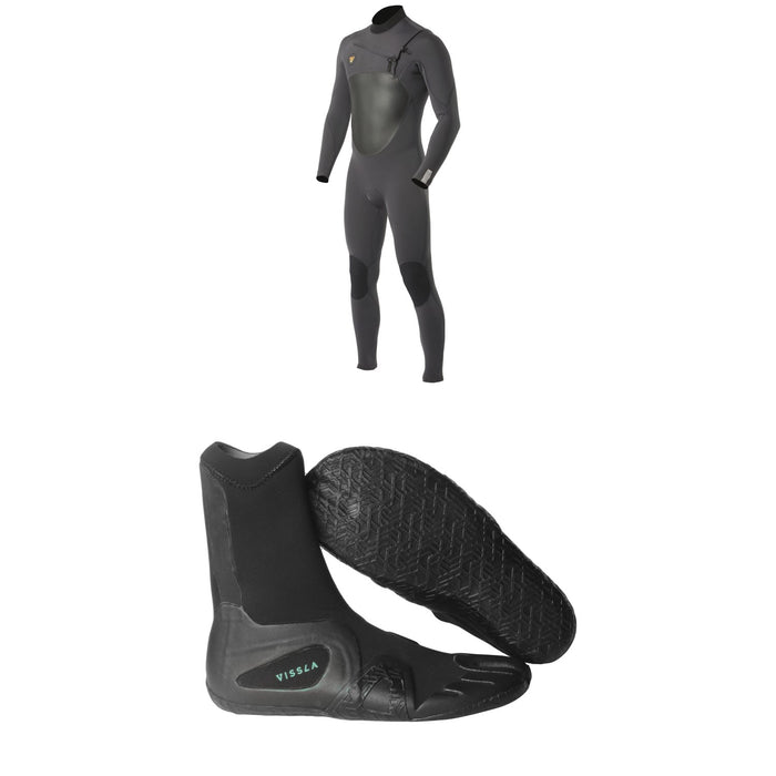 Vissla 7 Seas 4/3 Chest Zip Wetsuit + 7 Seas 3mm  Split Toe Wetsuit Boots