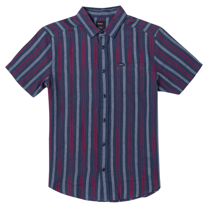 RVCA Displaced Stripe Short-Sleeve Shirt - Men's Moody Blue