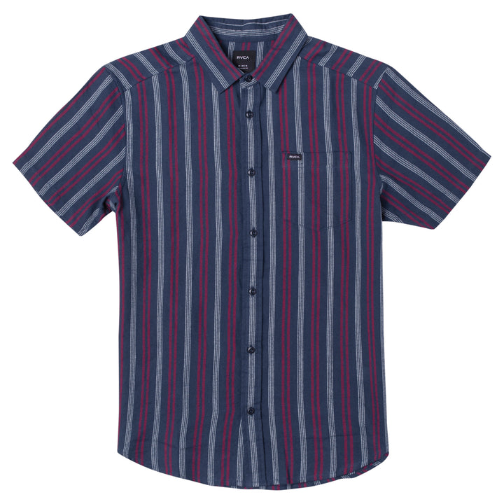 RVCA Displaced Stripe Short-Sleeve Shirt - Men's Moody Blue