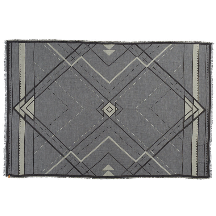 Tentree Cotton Geo Blanket Scarf Meteorite Black/Vetiver Green