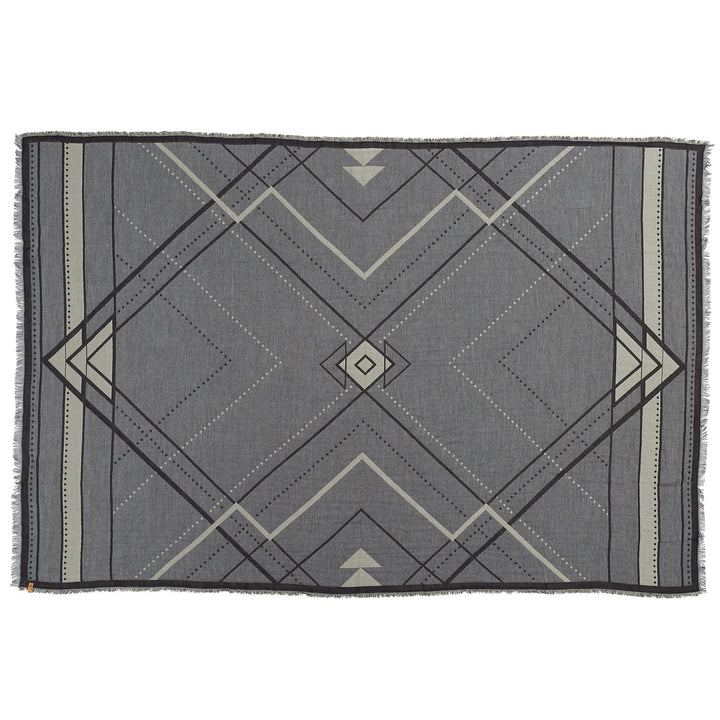 Tentree Cotton Geo Blanket Scarf Meteorite Black/Vetiver Green
