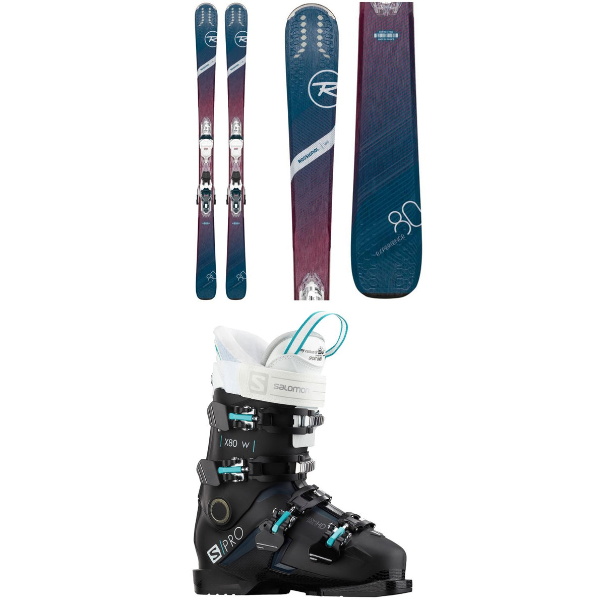 Rossignol Experience 80 Ci W Skis + Xpress 11 Bindings + Salomon S/Pro X80 CS W Ski Boots - Women's 2020