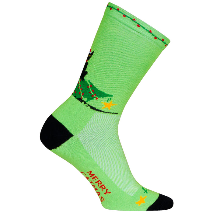 SockGuy Merry Cat Mas 6" Crew Bike Socks