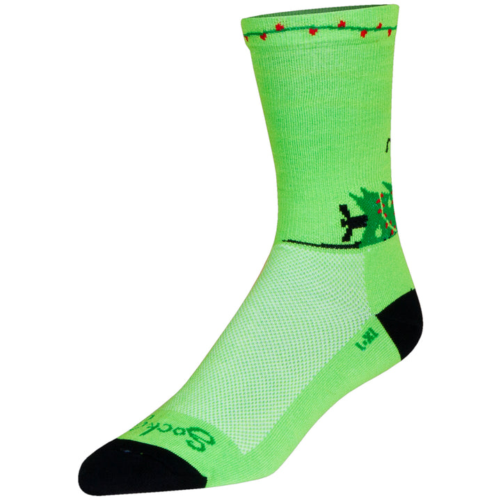 SockGuy Merry Cat Mas 6" Crew Bike Socks