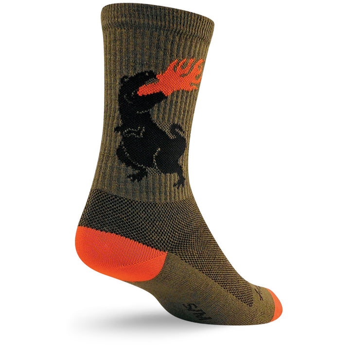 SockGuy Dinosaur 6" Wool Crew Bike Socks