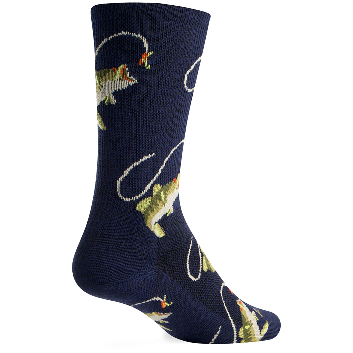 SockGuy Fish-On 6" Wool Crew Bike Socks
