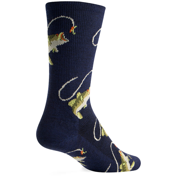 SockGuy Fish-On 6" Wool Crew Bike Socks