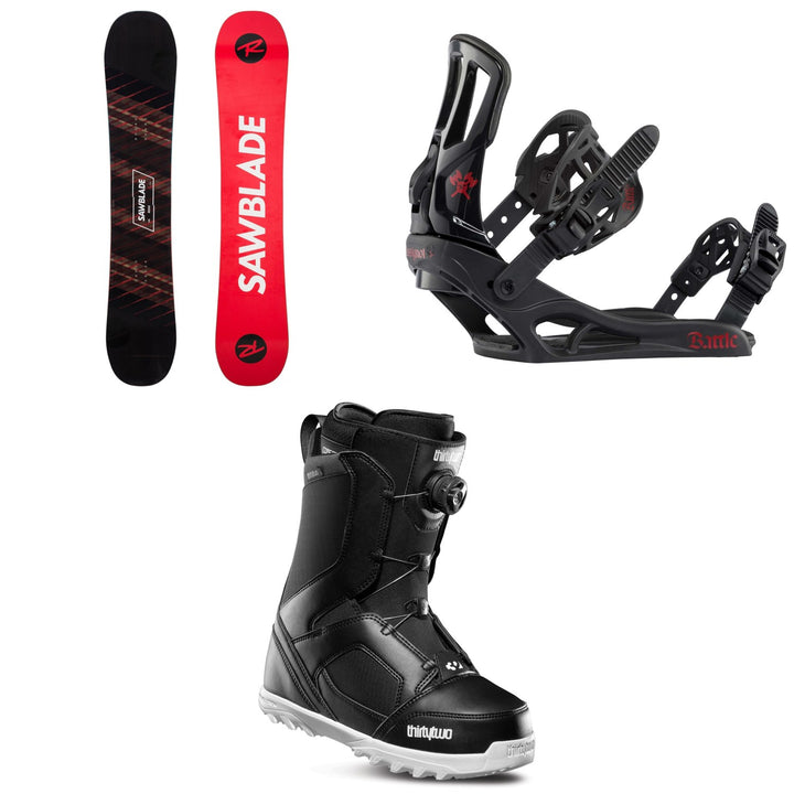 Rossignol Sawblade Snowboard 2020 + Battle Snowboard Bindings 2021 + thirtytwo STW Boa Snowboard Boots 2020
