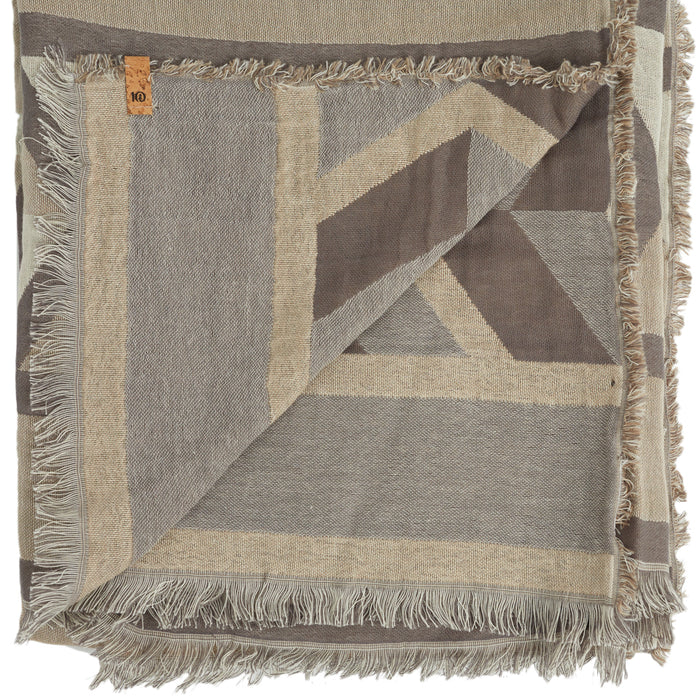 Tentree Cotton Geo Blanket Scarf Elm White/Desert Taupe