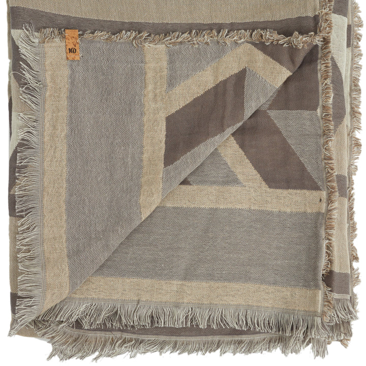 Tentree Cotton Geo Blanket Scarf Elm White/Desert Taupe