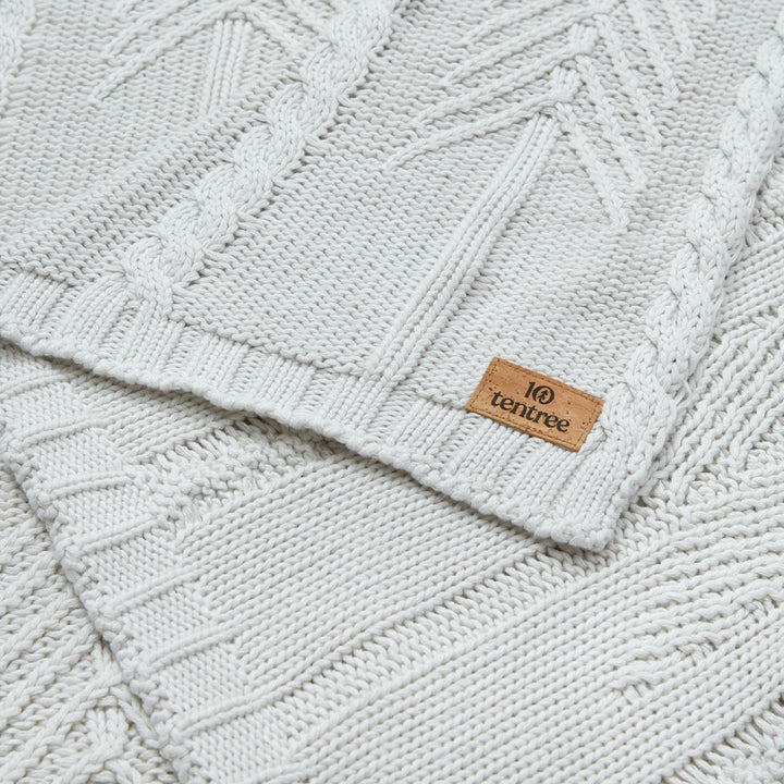 Tentree Cotton Cable Blanket Hi Rise Grey