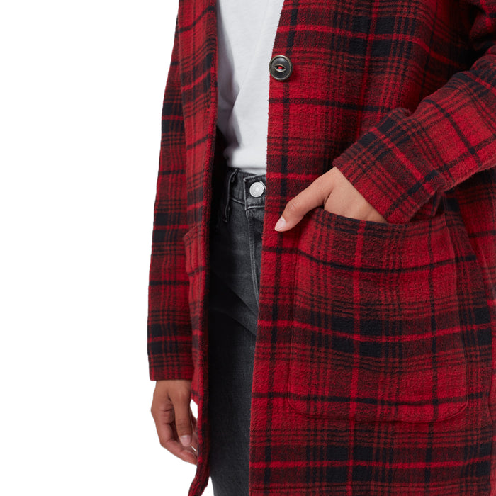 Tentree Flannel Cocoon Cardigan Top - Women's Rio Red Coastal Plaid
