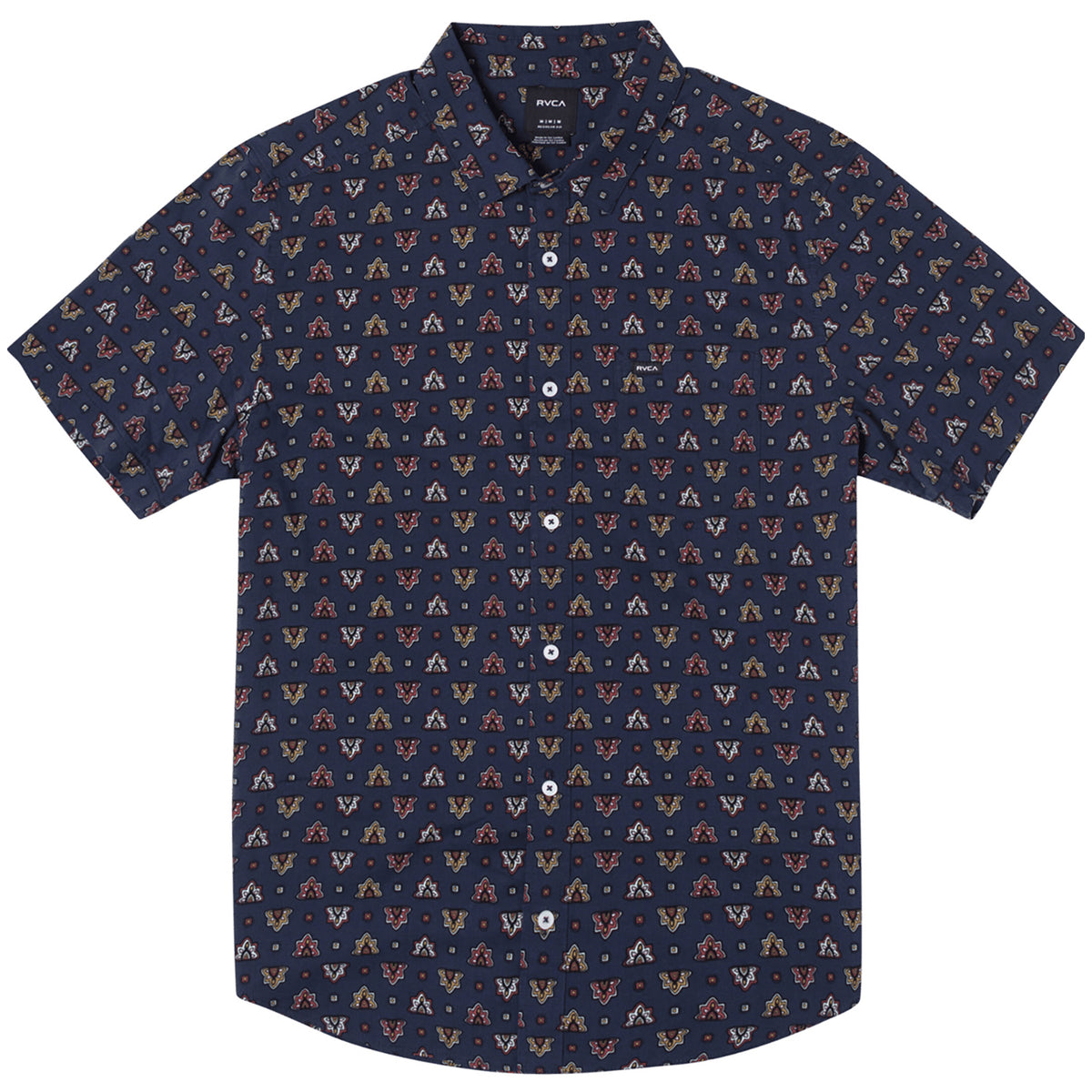 RVCA LA Fleur Short-Sleeve Shirt - Men's Navy Marine