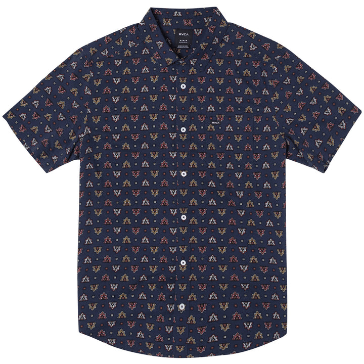 RVCA LA Fleur Short-Sleeve Shirt - Men's Navy Marine