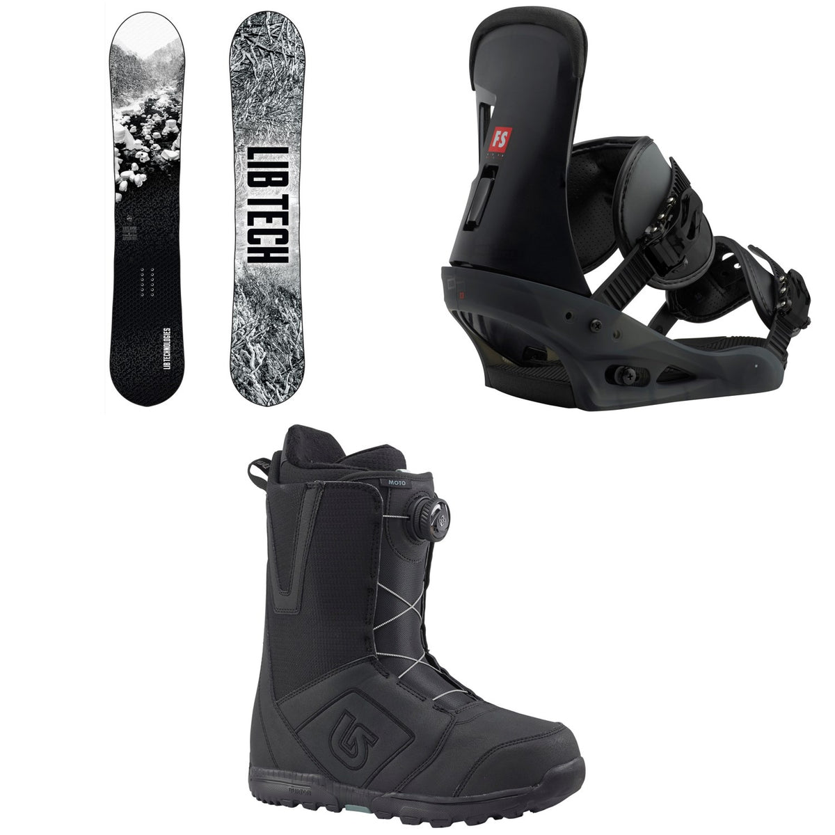 Lib Tech Cold Brew C2 Snowboard 2020 + Burton Freestyle Snowboard Bindings 2019 + Moto Boa Snowboard Boots 2018