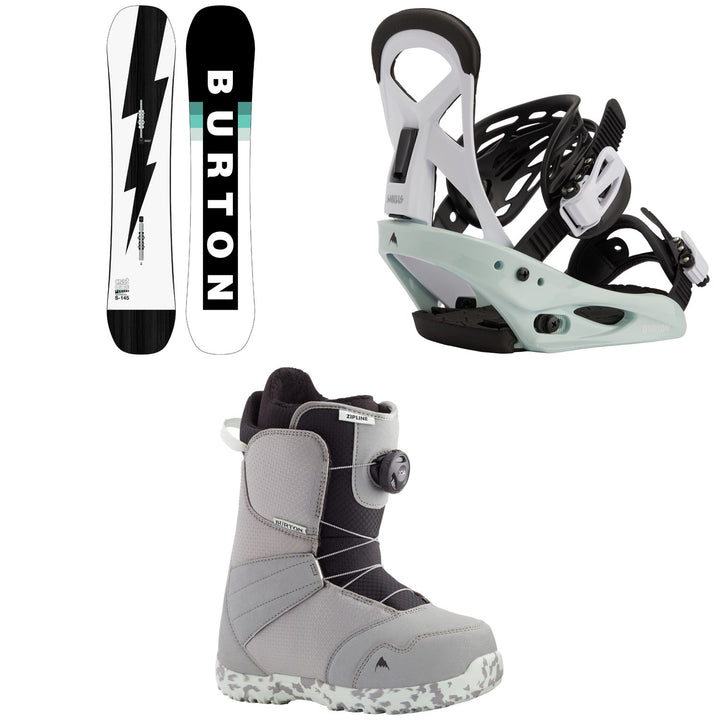 Burton Custom Smalls Snowboard + Smalls Snowboard Bindings + Zipline Boa Snowboard Boots - Kids' 2021