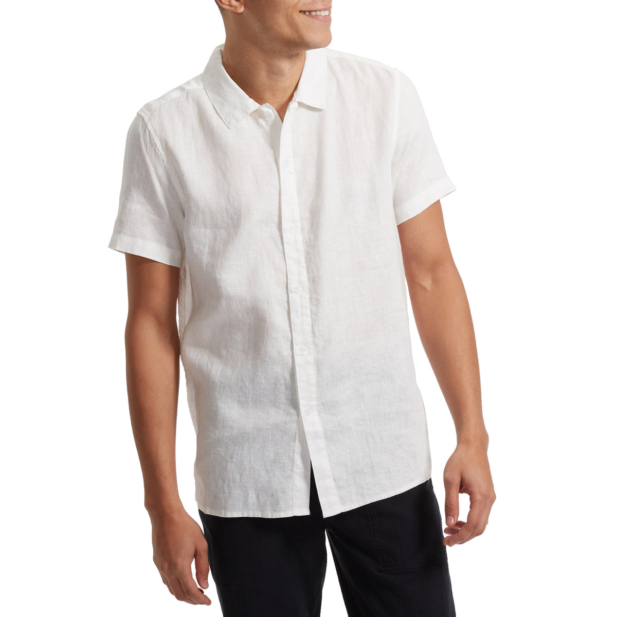 Rhythm Classic Linen Short-Sleeve Shirt - Men's Vintage White