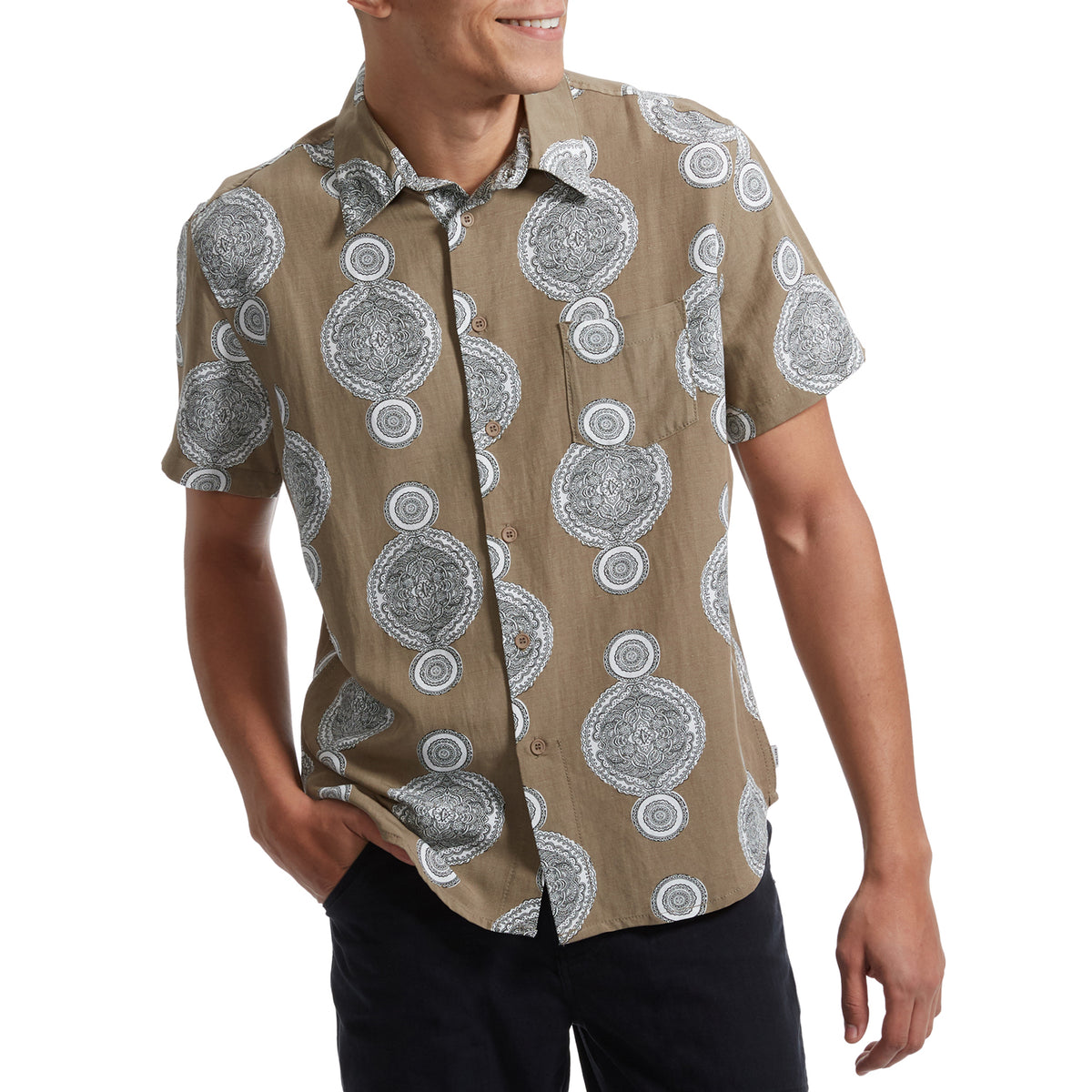Rhythm Ventura Linen Short-Sleeve Shirt - Men's Olive