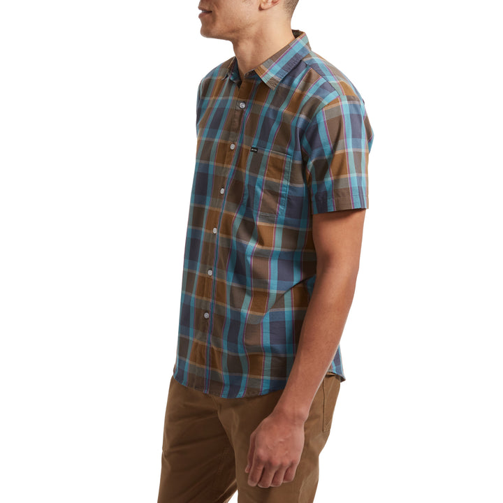 Brixton Charter Plaid Short-Sleeve Shirt - Men's Toffee