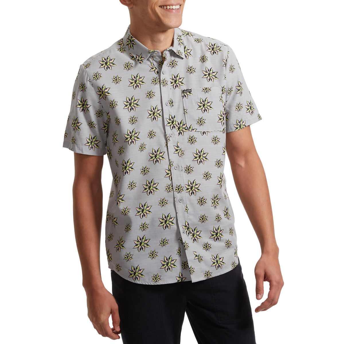 Volcom Burch Bloom Short-Sleeve Shirt - Men's Town Grey