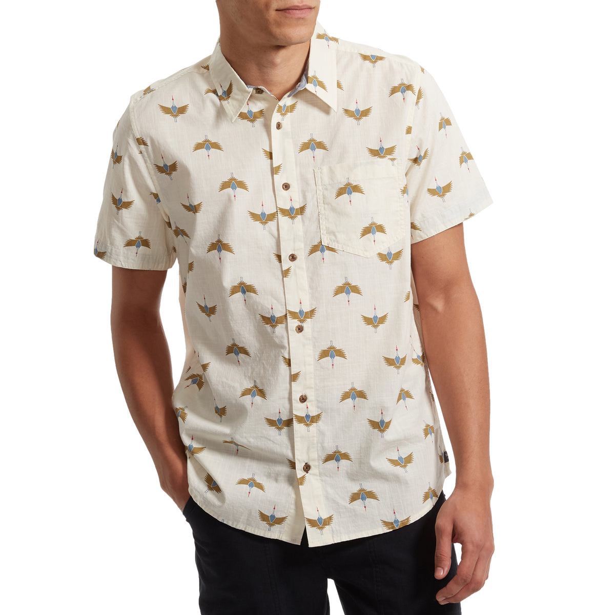 Toad & Co Fletch Short-Sleeve Shirt - Men's Salt Crane Print