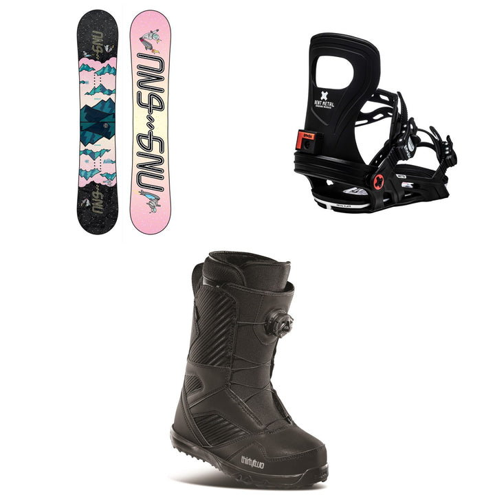 GNU Asym Velvet C2 Snowboard + Bent Metal Metta Snowboard Bindings + thirtytwo STW Boa Snowboard Boots - Women's 2021