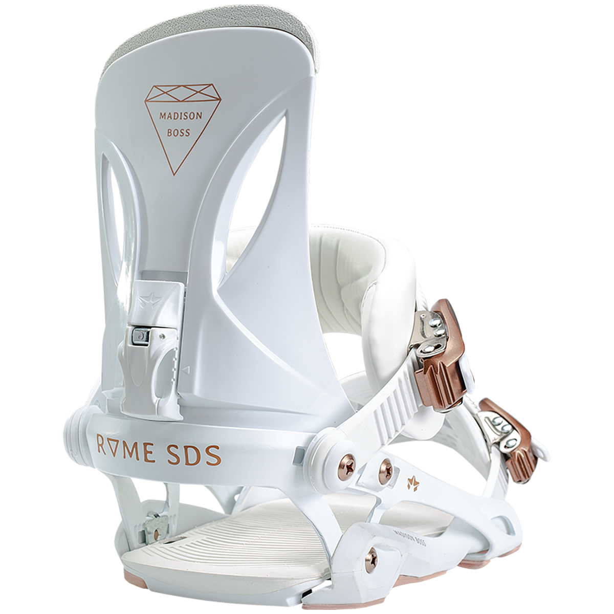 Rome Madison Boss Snowboard Bindings 2020 White Rosegold