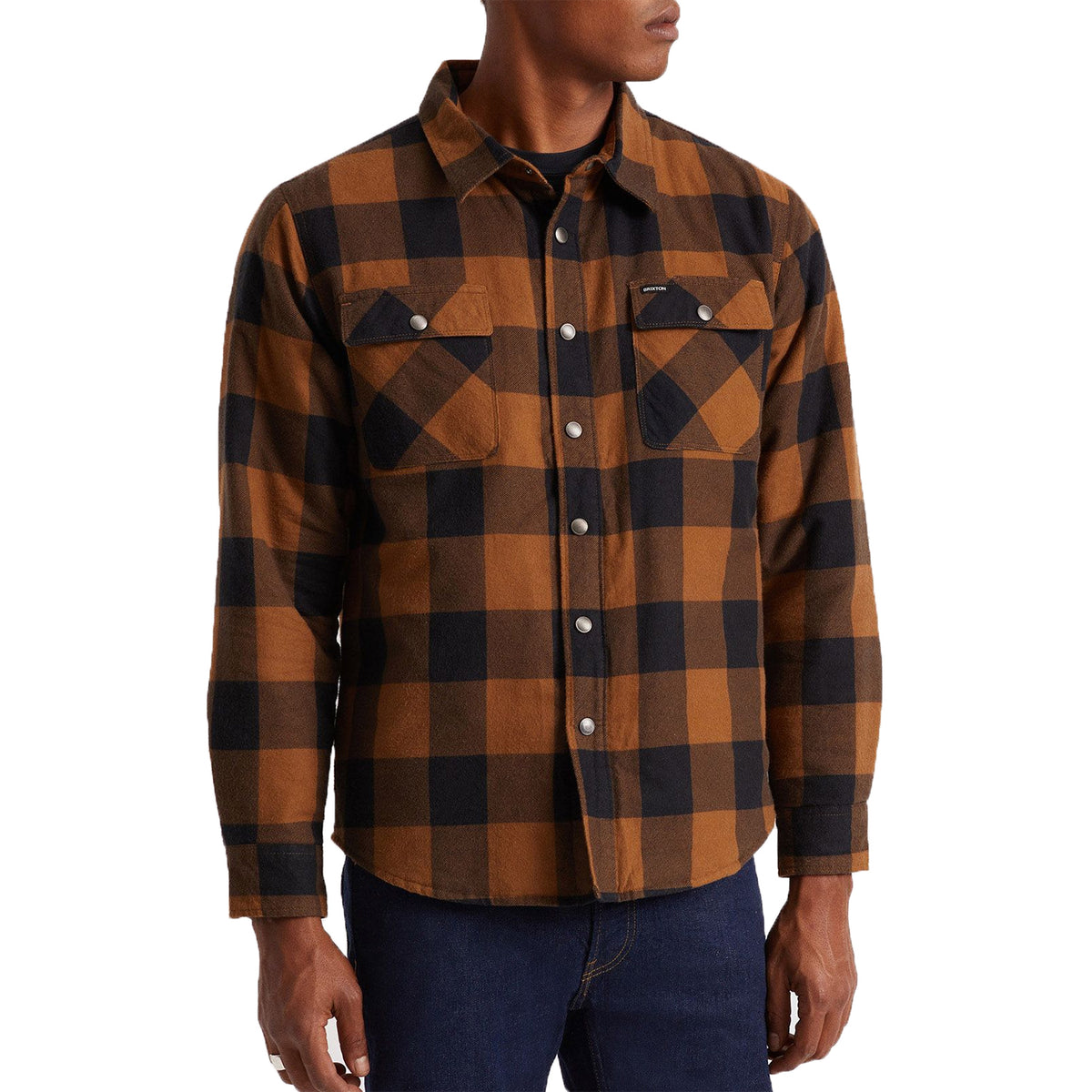 Brixton Bowery Lined Long-Sleeve Flannel - Men's Navy/Copper