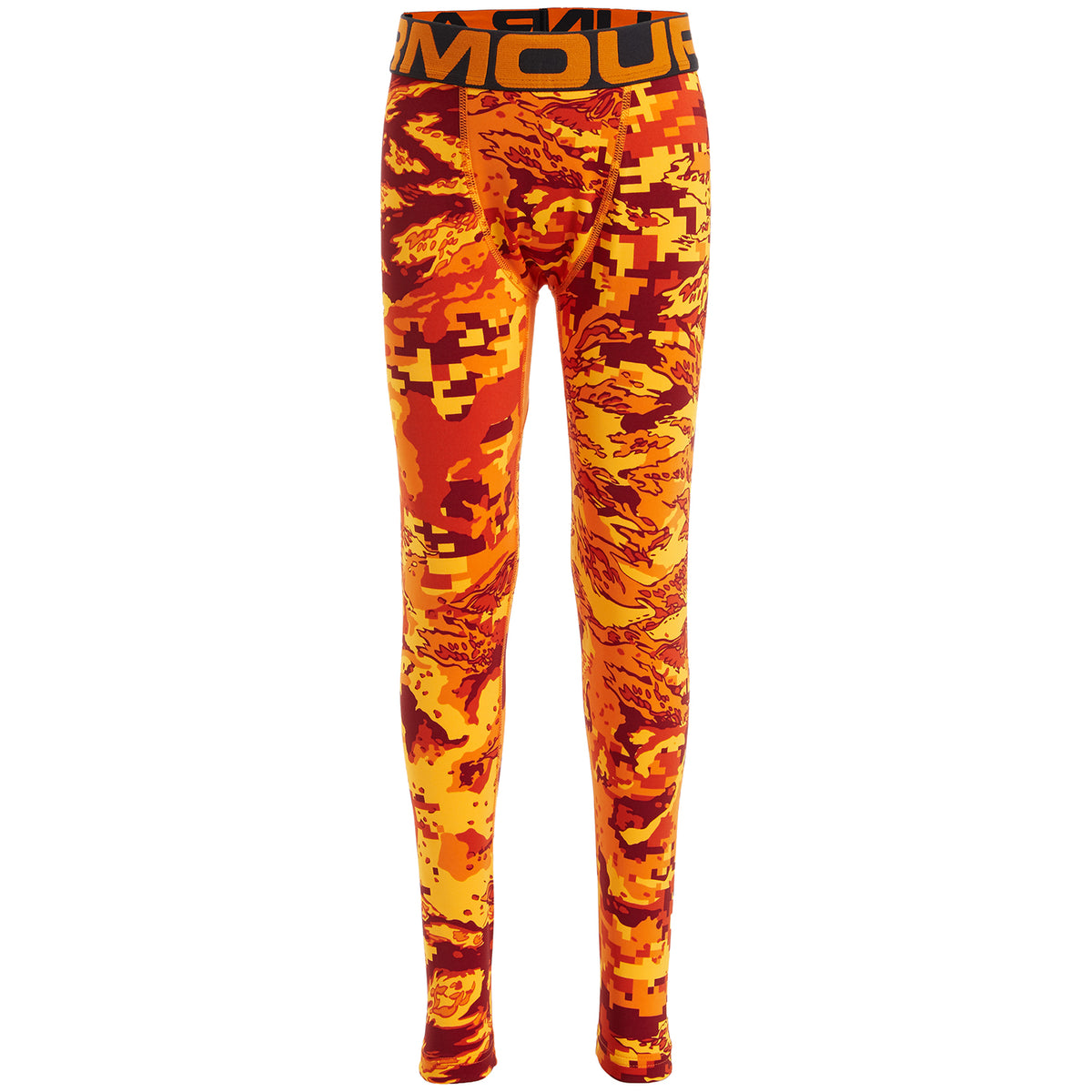 Under Armour ColdGear® Armour Printed Leggings - Boys' Vibe Orange