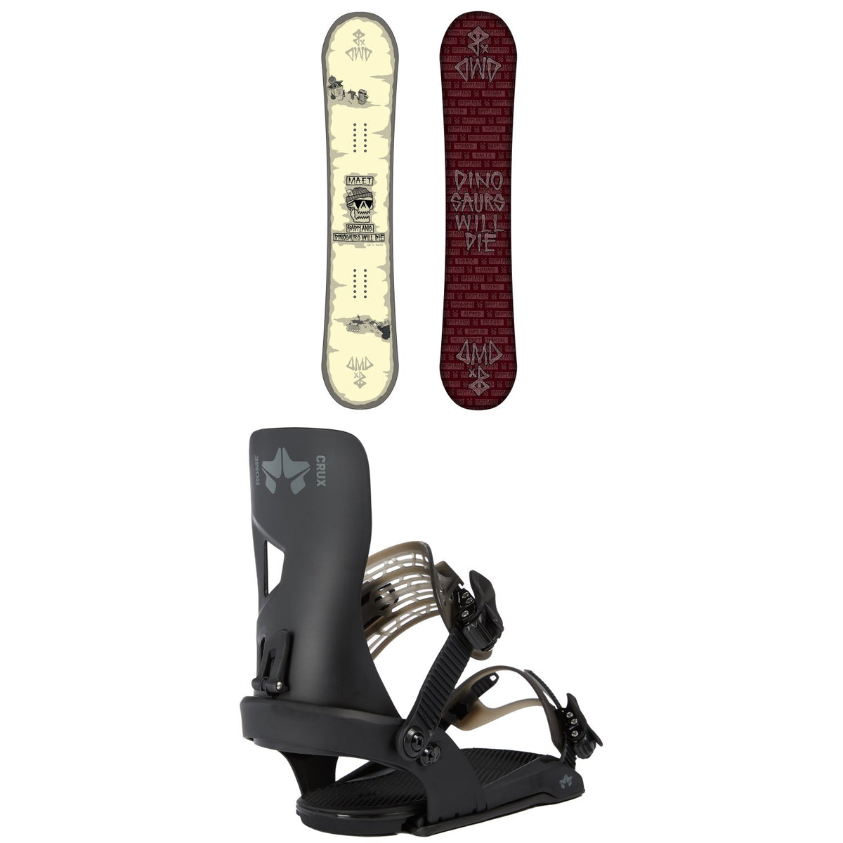 Dinosaurs Will Die maeT Snowboard + Rome Crux SE Snowboard Bindings 2020