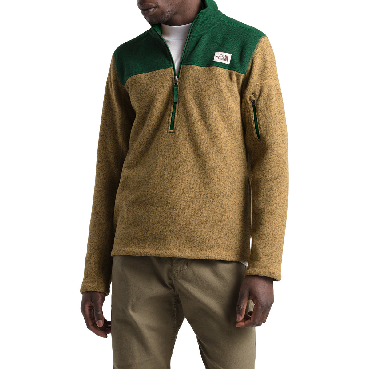 The North Face Gordon Lyons 1/4 Zip Fleece British Khaki Heather/Night Green Heather