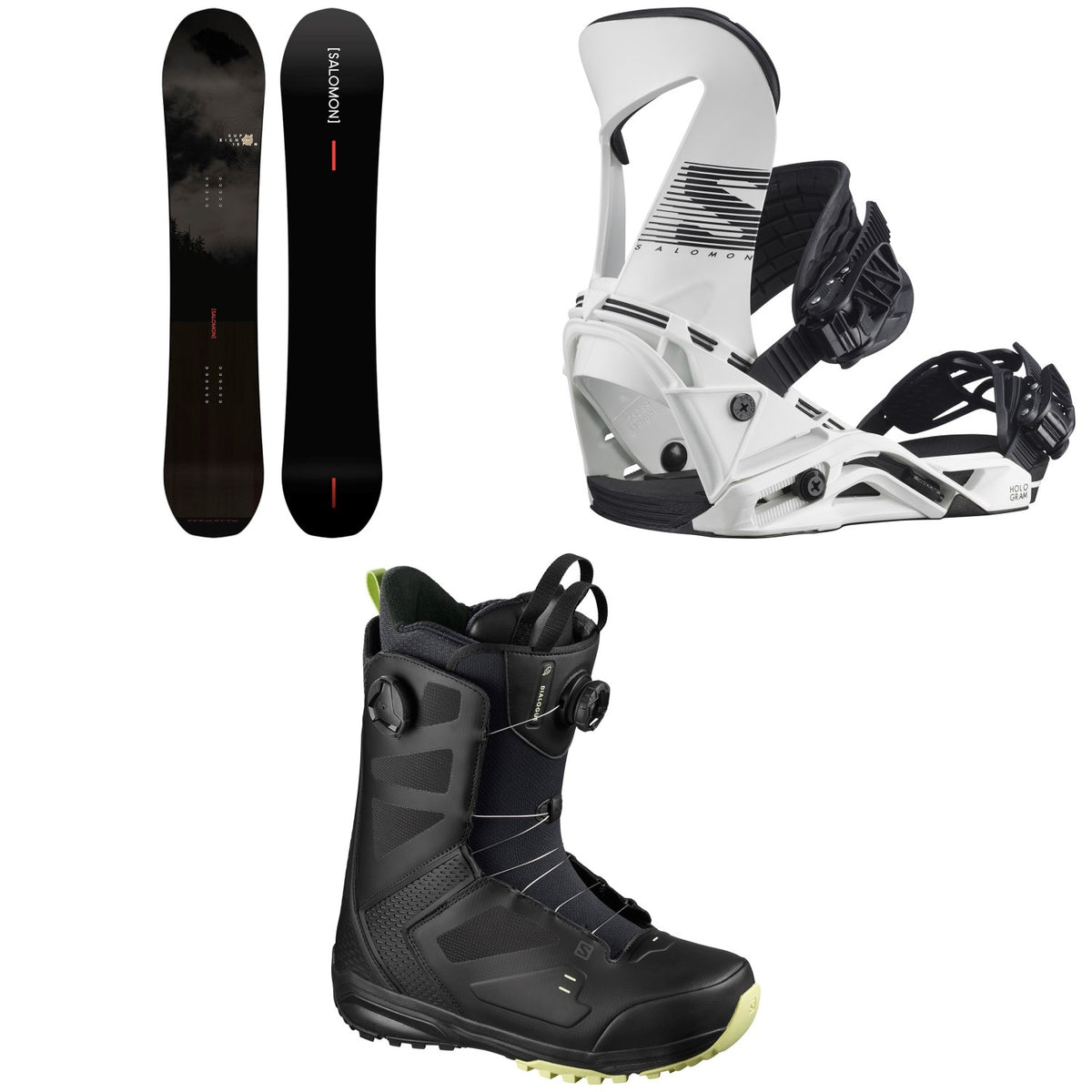 Salomon Super 8 Pro Snowboard + Hologram Snowboard Bindings + Dialogue Focus Boa Snowboard Boots 2021