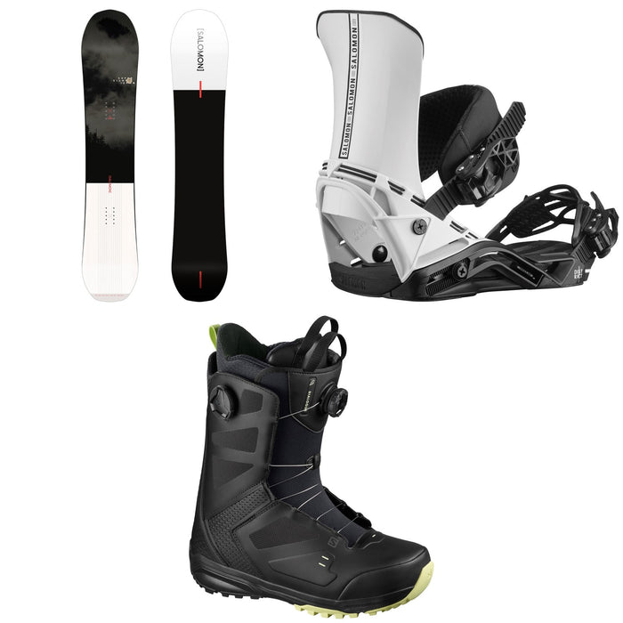 Salomon Super 8 Snowboard + District Snowboard Bindings + Dialogue Focus Boa Snowboard Boots 2021