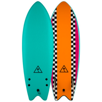 Catch Surf Heritage 5'6" Retro Fish Twin Fin Surfboard Orange::Orange