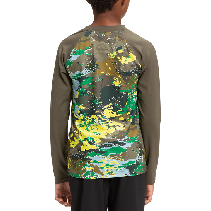 The North Face Long Sleeve Sun Tee - Boys' Sulphur Spring Green Cloud Camo Print