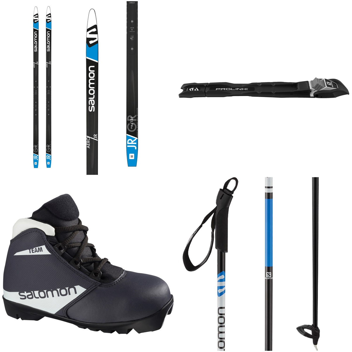 Salomon Aero Grip Jr Cross Country Skis + Prolink Access Jr Bindings + Team Prolink Jr Ski Boots + Escape Alu Jr Poles - Kids' 2021