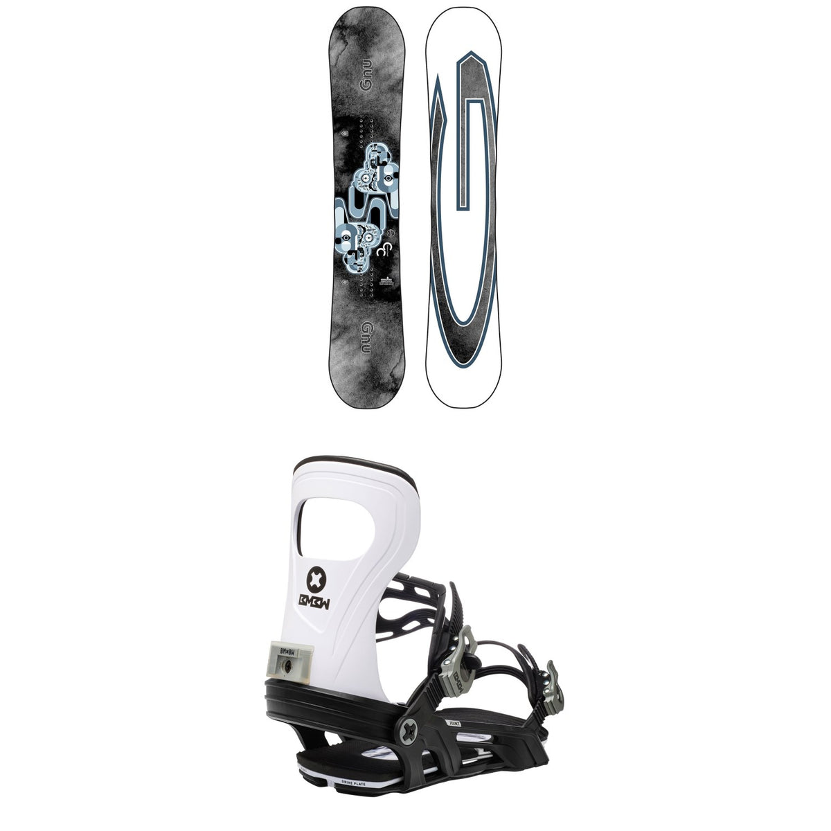 GNU Carbon Credit Asym BTX Snowboard + Bent Metal Joint Snowboard Bindings 2021