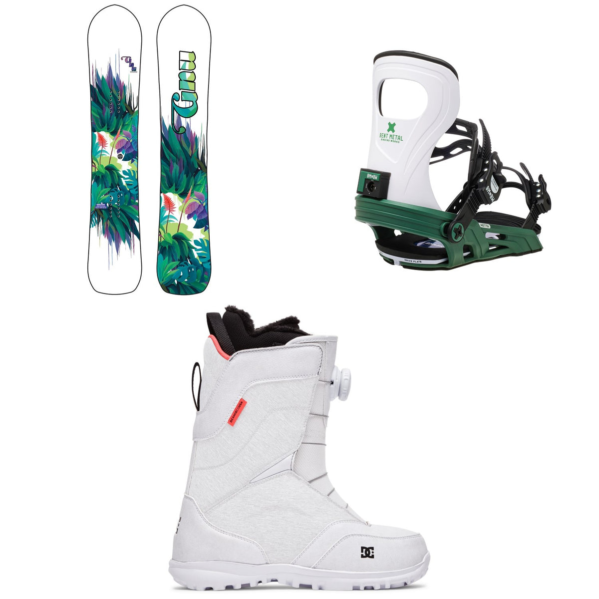GNU Chromatic BTX Snowboard + Bent Metal Metta Snowboard Bindings + DC Search Boa Boots - Women's 2021