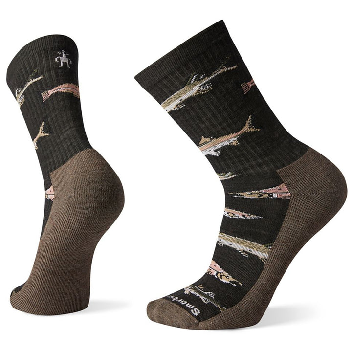 Smartwool Hike Light Fish Pattern Crew Socks - Unisex Charcoal
