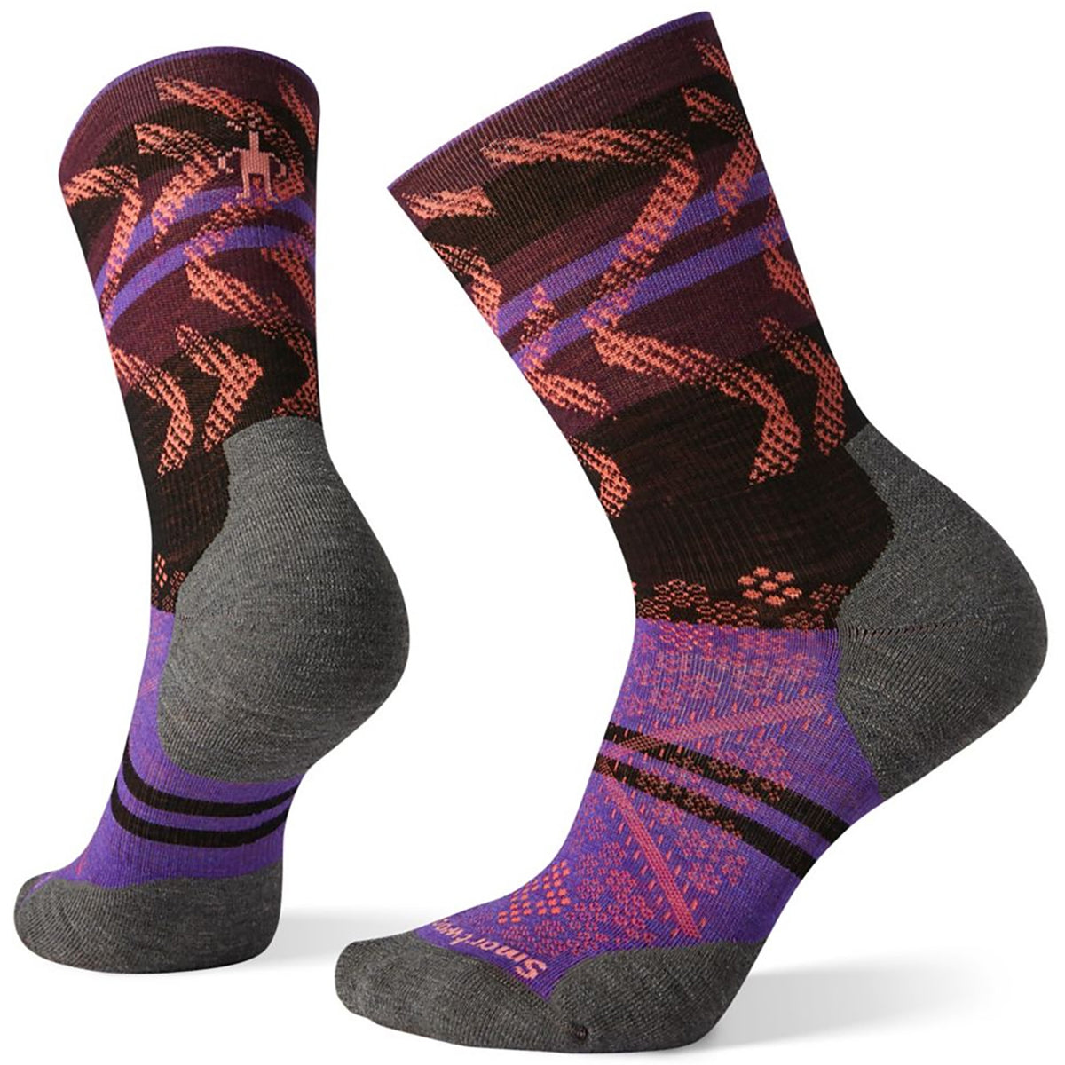 Smartwool PhD Run Light Elite Pattern Crew Socks - Women's Black