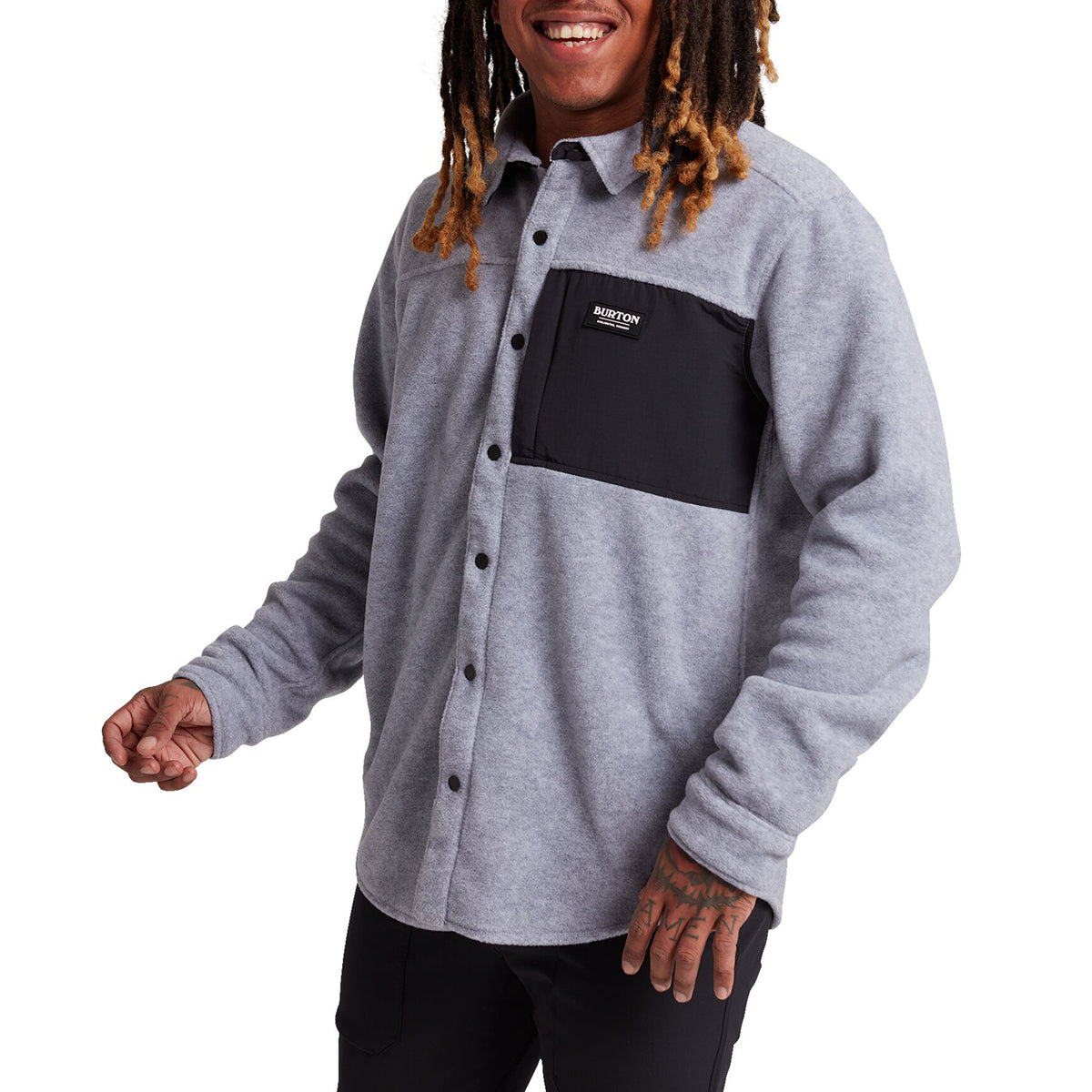 Burton Hearth Fleece Long-Sleeve Shirt - Men's Gray Heather