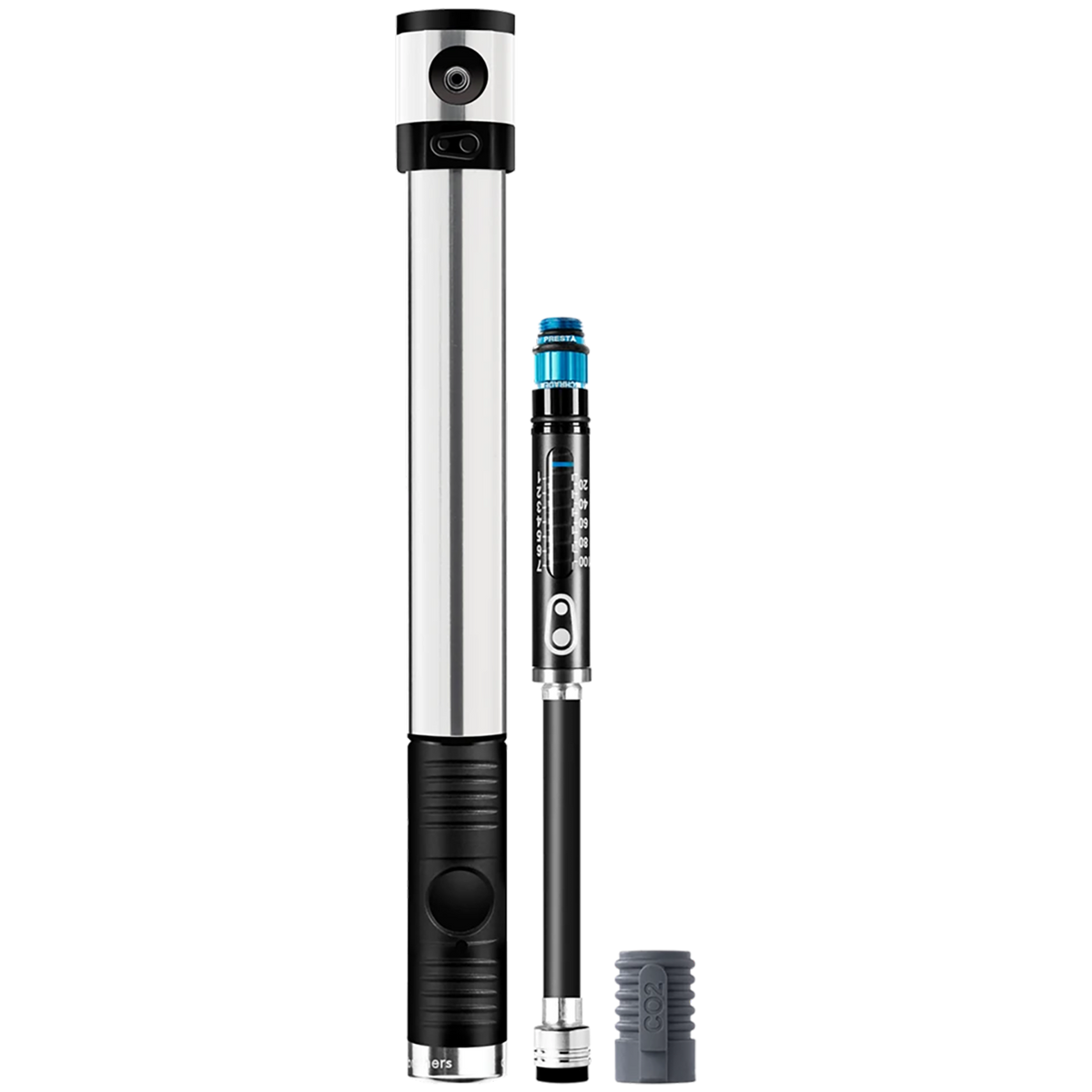 Crank Brothers Klic HV Gauge with CO2 Mini Pump Silver