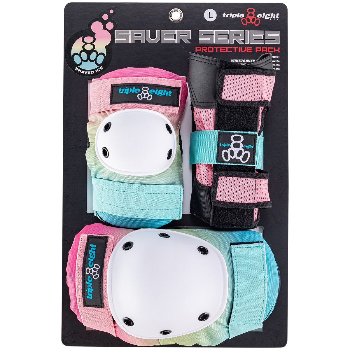 Triple 8 Saver Series Color Collection Skateboard Pad Set Shaved Ice