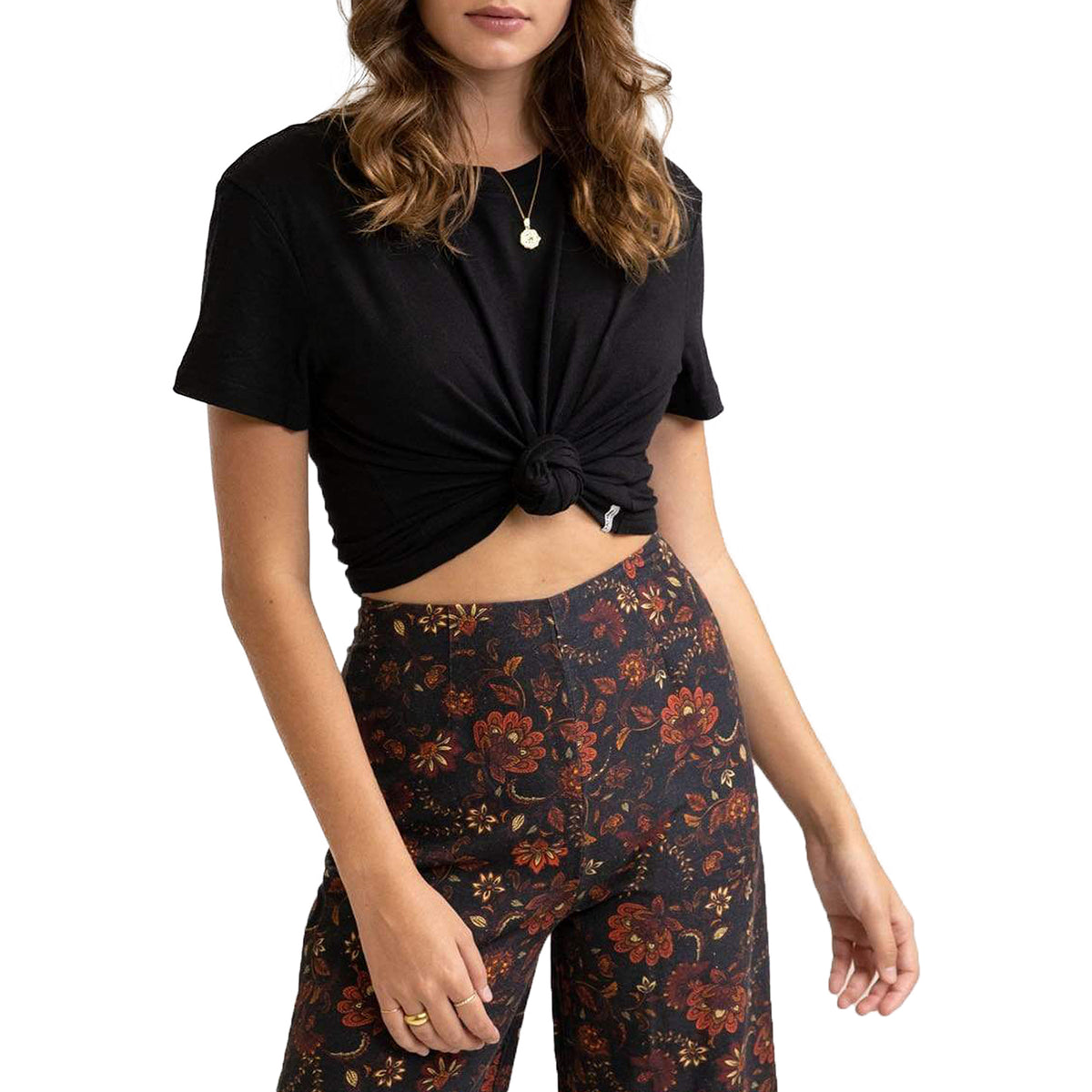 Rhythm Linen Slub Boyfriend T-Shirt - Women's Black