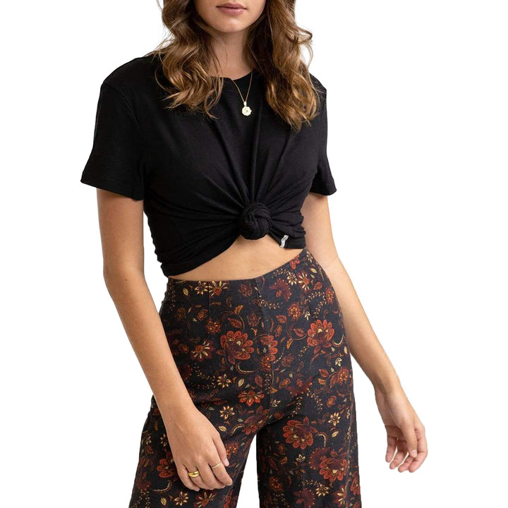 Rhythm Linen Slub Boyfriend T-Shirt - Women's Black