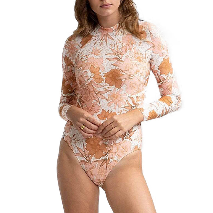 Rhythm Ohana Long-Sleeve One-Piece Swimsuit - Women's White