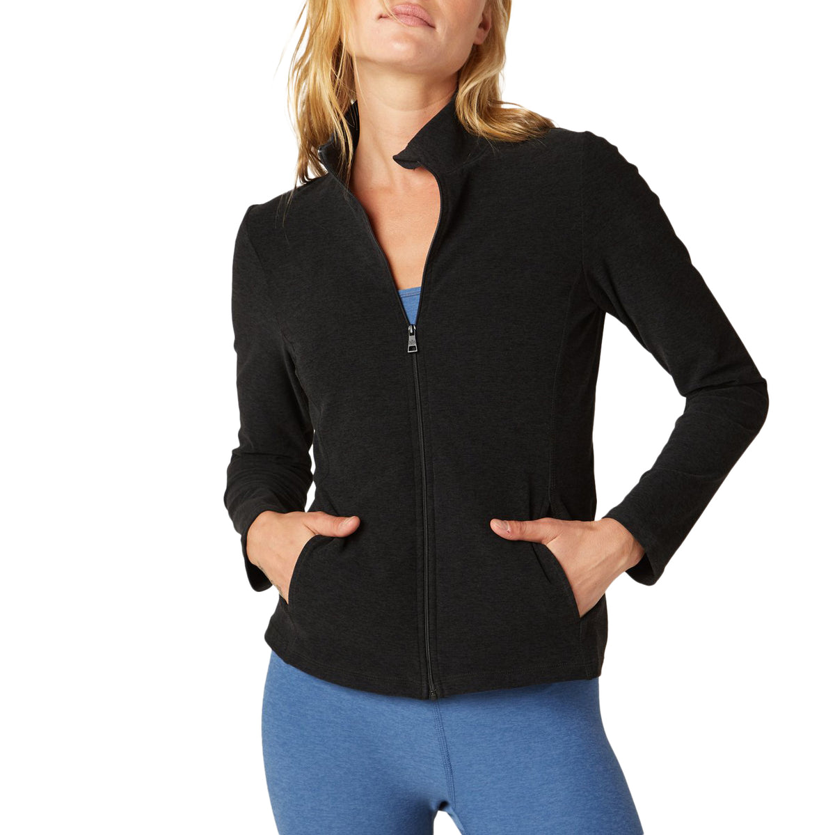 Beyond Yoga On The Go Mock Neck Jacket - Women's Darkest Night